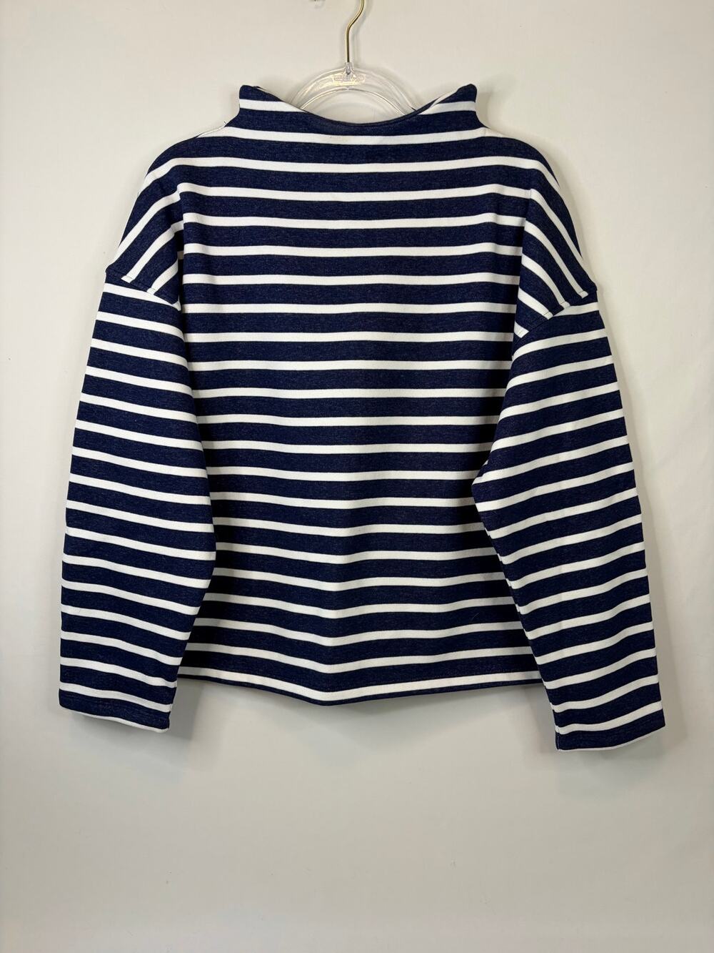 J Crew Striped Fleece Mockneck Sweatshirt Size Large NEW